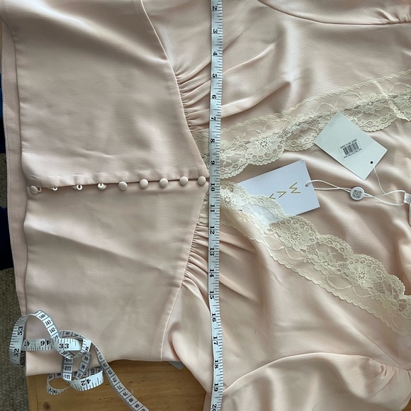 WAYF Pink Lace Deep-V Button Top - Picture 6 of 7